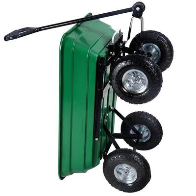 出口园林可翻斗工具车 塑料斗垃圾倾倒拖车 Dump cart