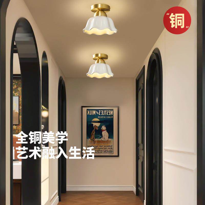 陶瓷灯过道灯新款奶油X7519-1风走廊户吸顶阳台楼梯间简现代玄关