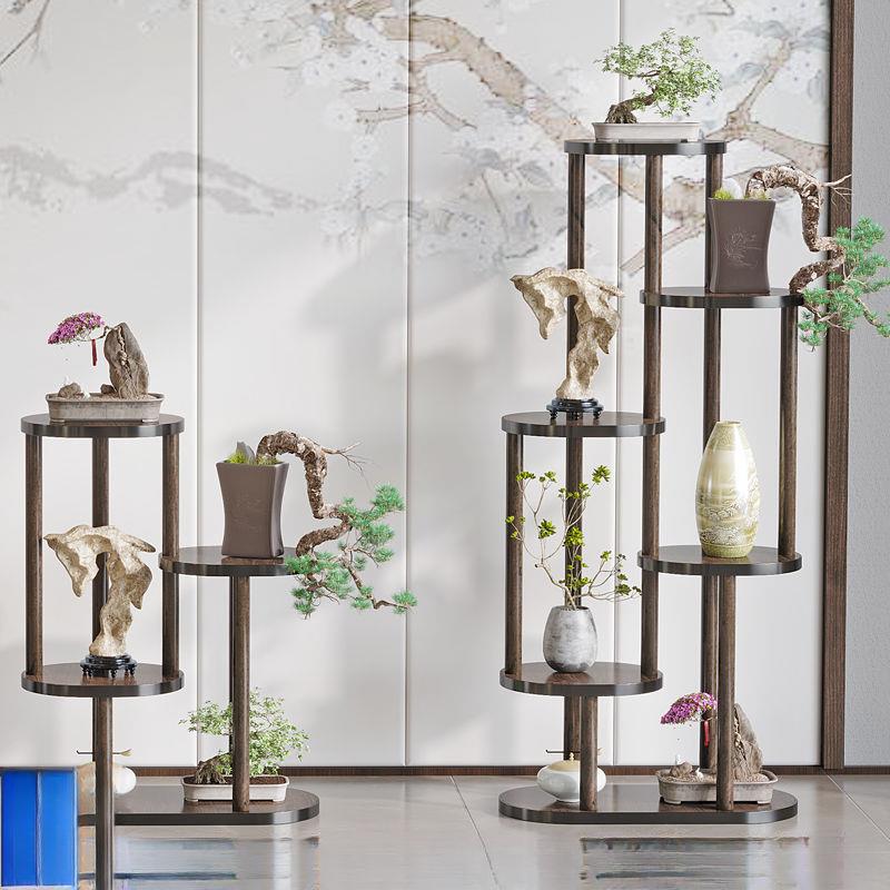 博古架实木中式小多宝阁紫砂茶壶茶具架子花盆栽置物架摆件展示架图片