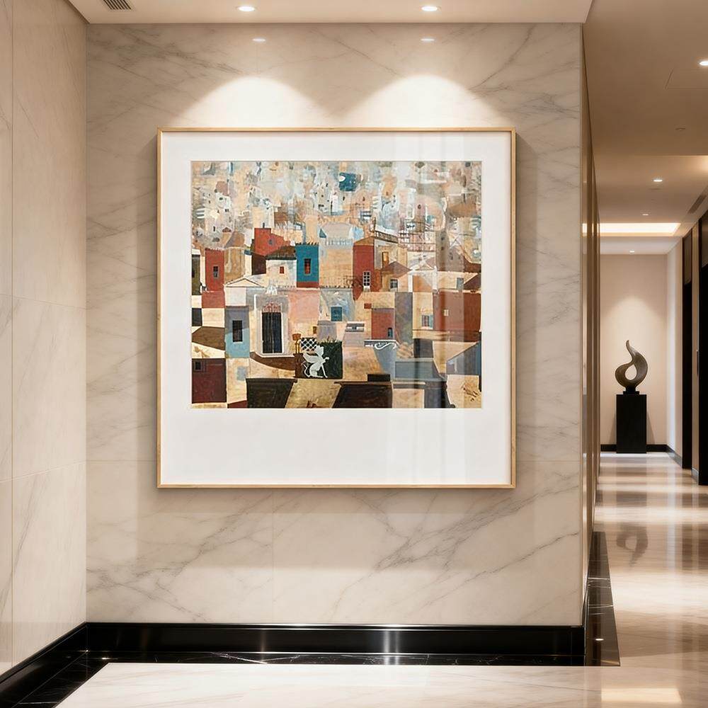 斯皮罗斯名画小众艺术卡纸装饰画客厅画正方形餐厅挂画卧室风景画