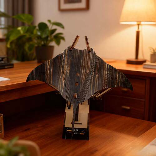 跨境新品Artisan Wooden Manta Ray Automaton工匠木制鳐鱼自动机