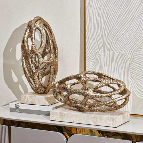 梵茜树脂洞石镂空艺术氛围感高档工艺品客厅玄关样板间售楼处摆件