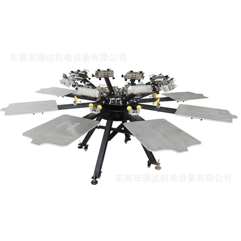东莞8色布料手动丝印机手动丝网印刷机丝网版8工位印花机器