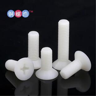 乳白色十字槽沉头尼龙螺丝塑料PA66塑料螺钉GB819平头紧固件
