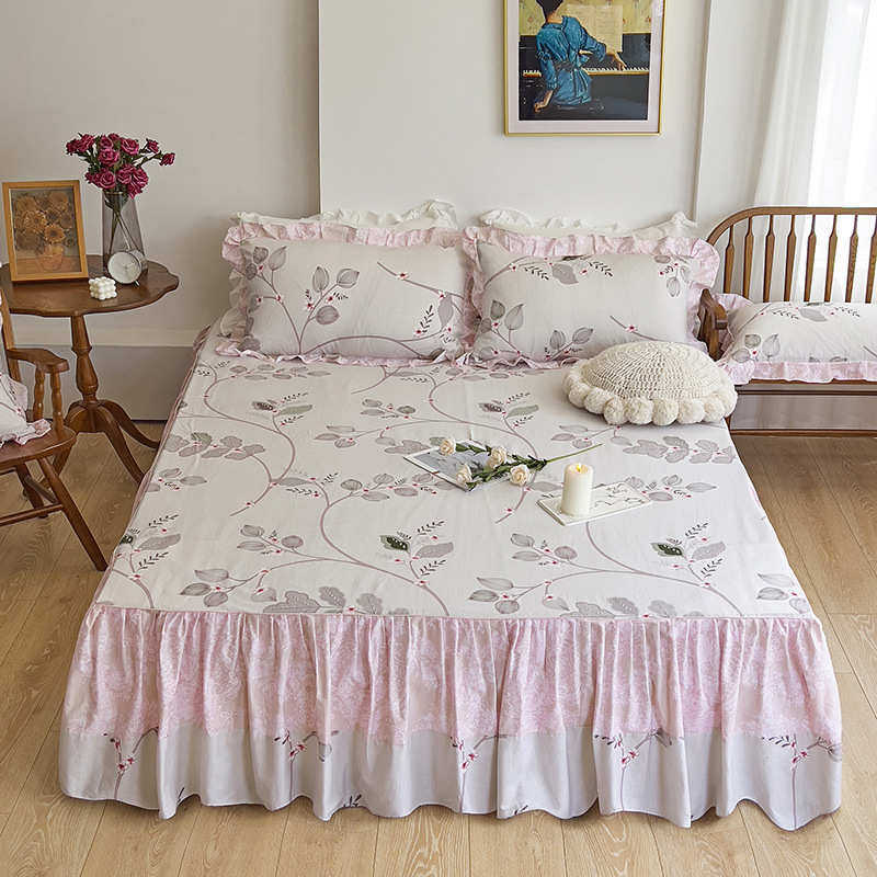 2024新款全棉40s春夏床裙单品：春暖床裙 150*200cm 并蒂花开,床上用品,床裙,淘宝优惠券,粉丝福利购,淘宝优惠卷