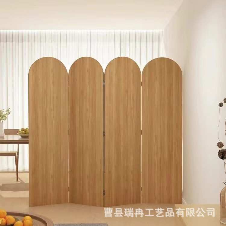 韩系木质屏风酒店咖啡厅氛围装饰隔断拱形屏风工作室拍摄道具遮挡