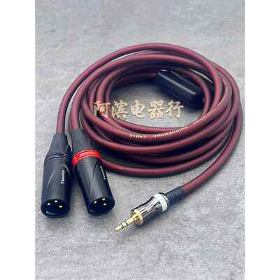 纯铜3.5mm转双Xlr公2Xlr适用于慧威X4 T200C音频线监视器扬声器平