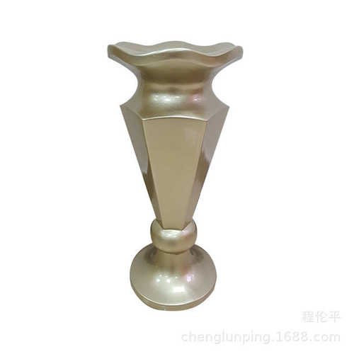 客厅摆件工艺花插纯色装饰前台地大花瓶酒店落器玻璃钢花纹花波浪