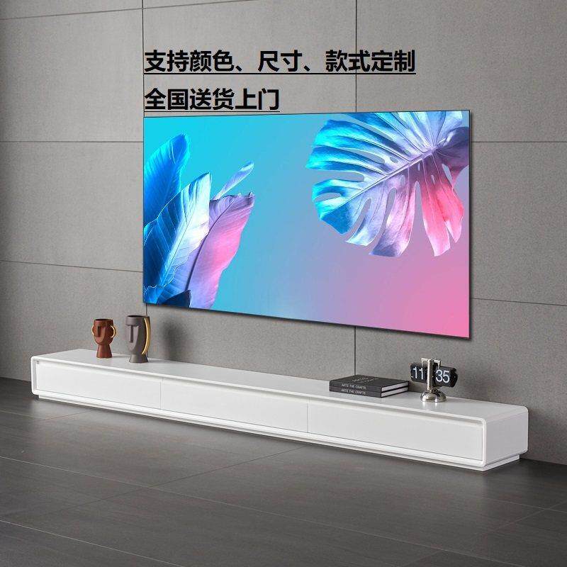 电视柜现代简约黑灰白色烤漆超薄地台客厅实木地柜收纳装饰柜长条