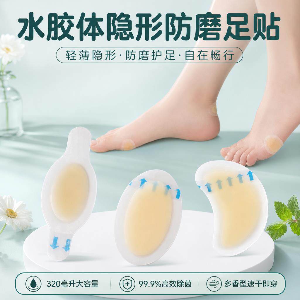 凝胶水泡贴女高跟鞋防磨军训脚贴磨脚贴脚后跟防磨贴隐形防磨脚贴