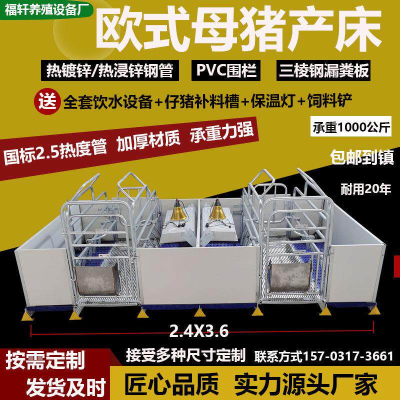 母猪产床PVC围栏国标2.5产保一体加厚猪用分娩床双体欧式母猪产床
