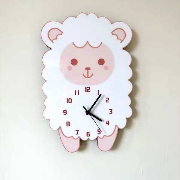 卡通创意挂钟可爱绵小羊装饰挂墙钟表客厅儿童房幼儿静音个性时钟,家居饰品,挂钟,淘宝优惠券,粉丝福利购,淘宝优惠卷