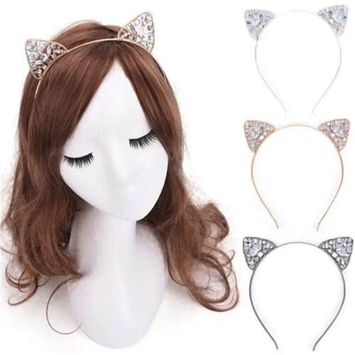 Novelty Cat Ears Headband Crystal Hairband Festival Hair Bez