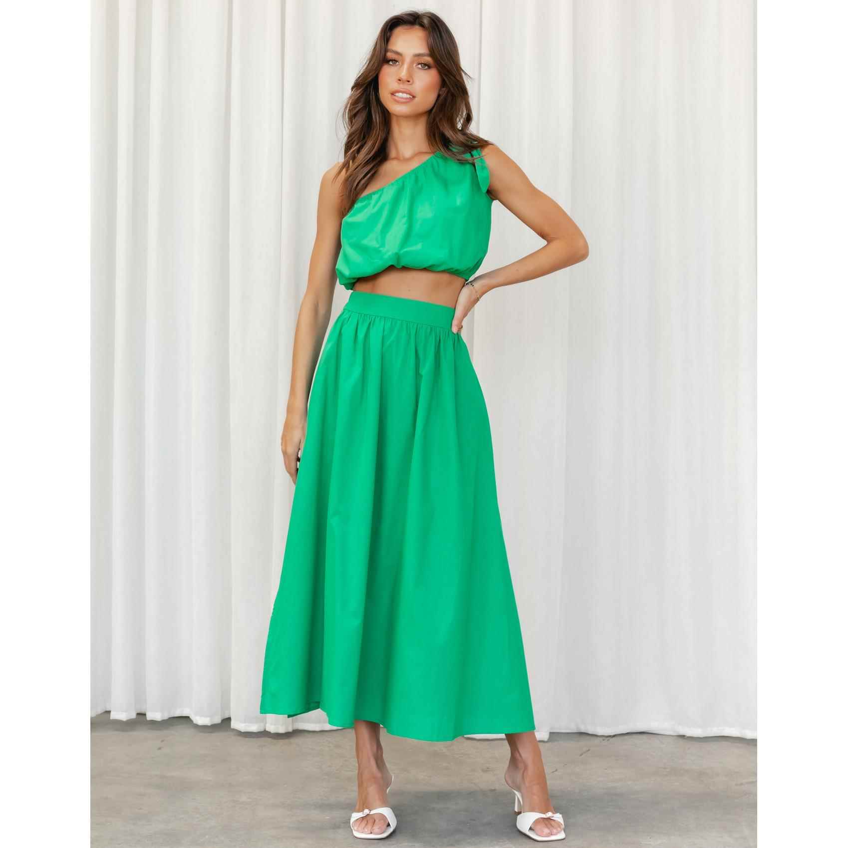 outfit vacation simple closure zipper overzised skirt loose