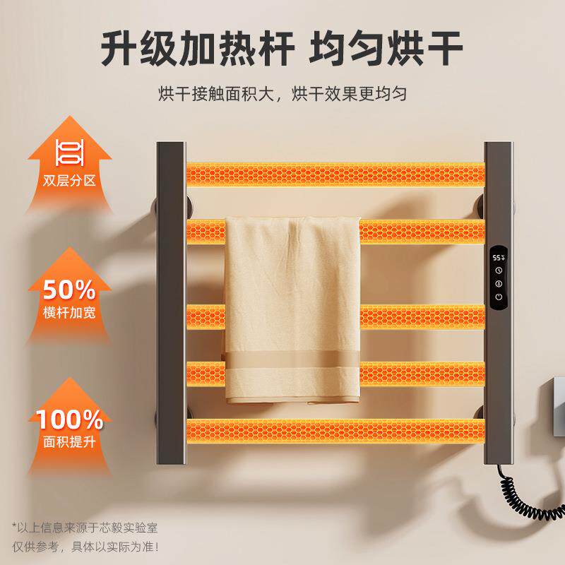 智能电热毛巾架R308家用浴室卫生间毛巾杆加热恒温浴巾烘干置物架
