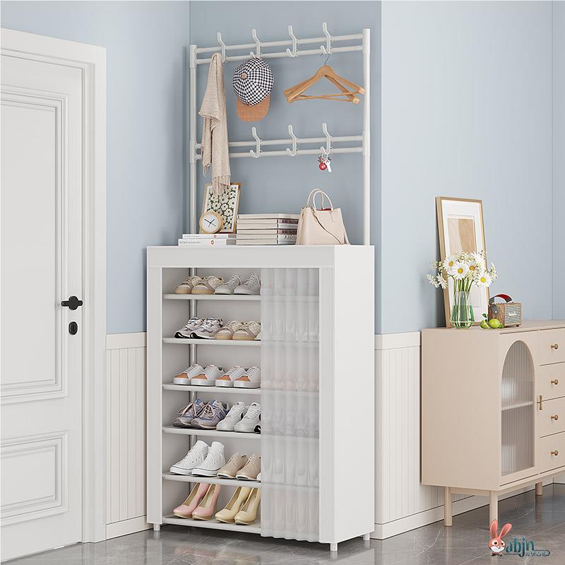 防尘鞋架多层家用落地一体式鞋帽架卧室客厅挂包架门口简易置物架