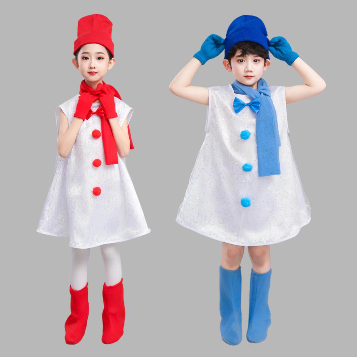 雪人表演服六一儿童雪人演出服雪娃娃表演服舞蹈夏季凉爽透气演出