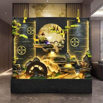 大型办水幕风墙水墙屏入户花流园景观玄关隔断公室循环水鱼NHX缸