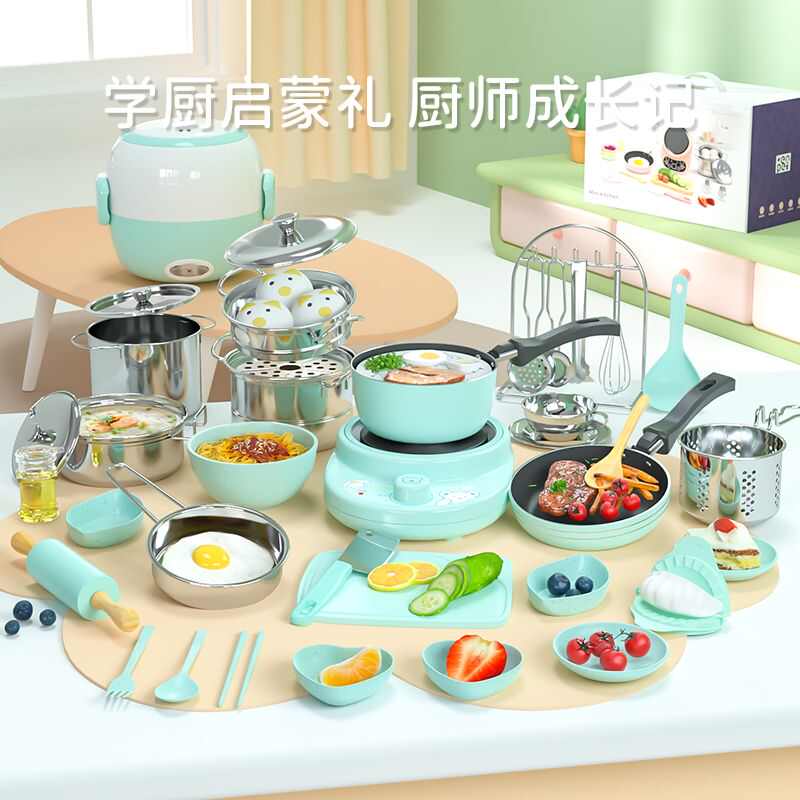 恩培迷你厨房真煮全套做饭女孩小厨具套装儿童益智过家家玩具
