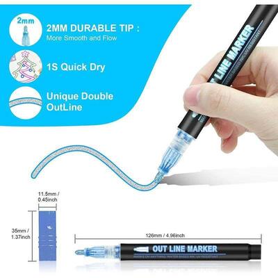 24 Color Double Line Outline Art Pen Marker Pen DIY Graffiti