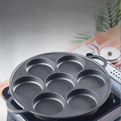 7 Hole Non-Stick Skillet Omelet Pan Frying Pot Cast Iron