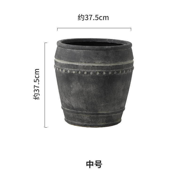 风仿古加利侘口径复古尤橡皮树黑色绿做镁花盆罐旧落地大号寂植泥