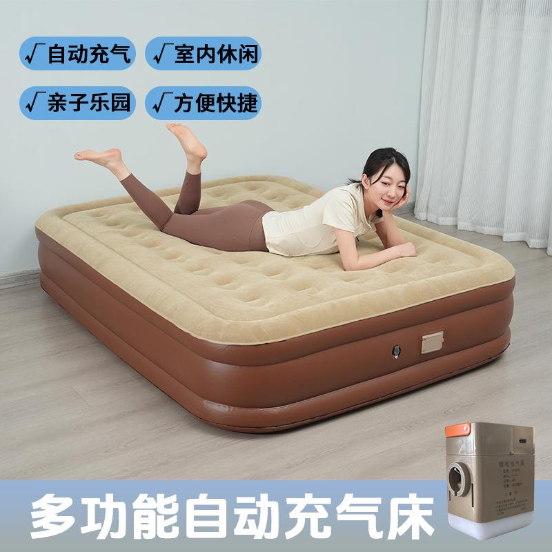深圳工厂充气垫床家用加厚双人床垫电动充气户外拉丝睡垫加厚露营