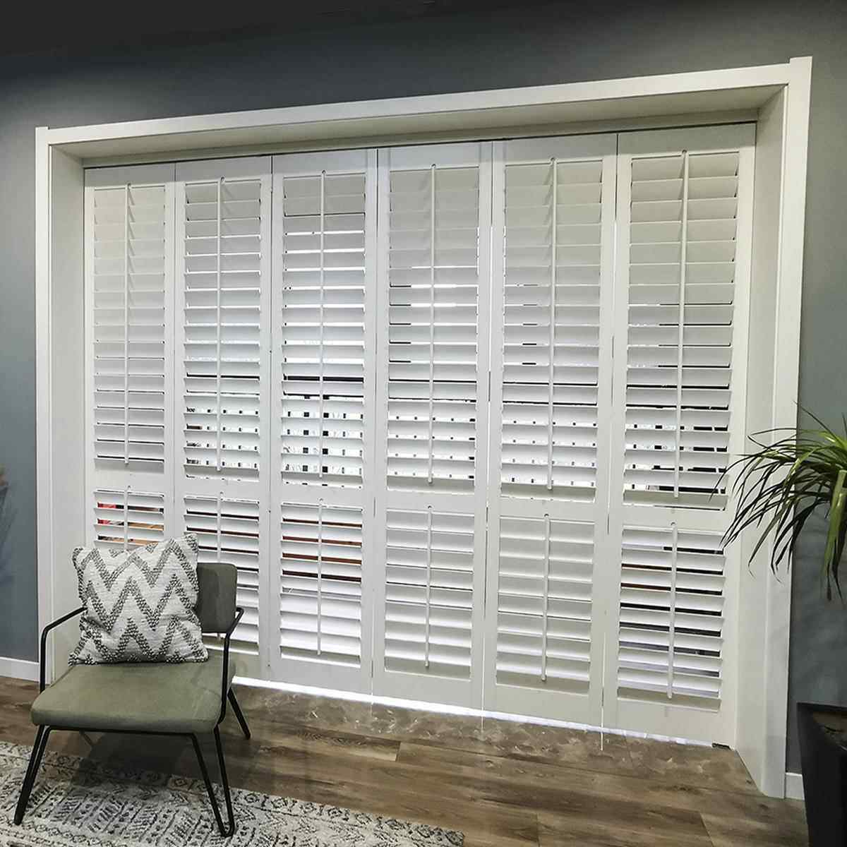 厂家直销网红圣德科品牌白色实木折叠百叶窗折叠门活动百叶隔断门