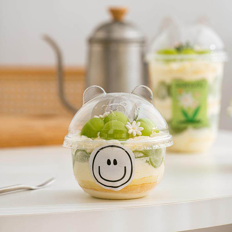 300ml波波蛋糕杯u型胖胖啵啵杯慕斯布丁盒子雪糕圣代一次性蛋糕盒