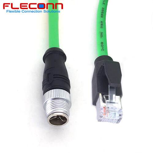 M12X型编码8P公头转RJ45网线Cat6a双屏蔽10GbpsM12以太网连接线