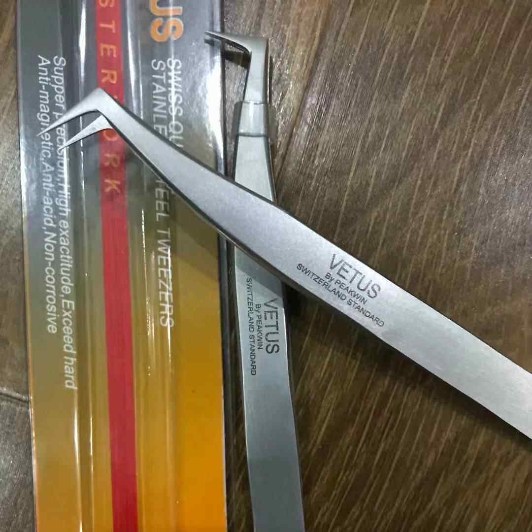 工厂销售 不锈钢磨砂精密6A-SA镊子 种睫毛 鹰嘴直角弯头 夹子