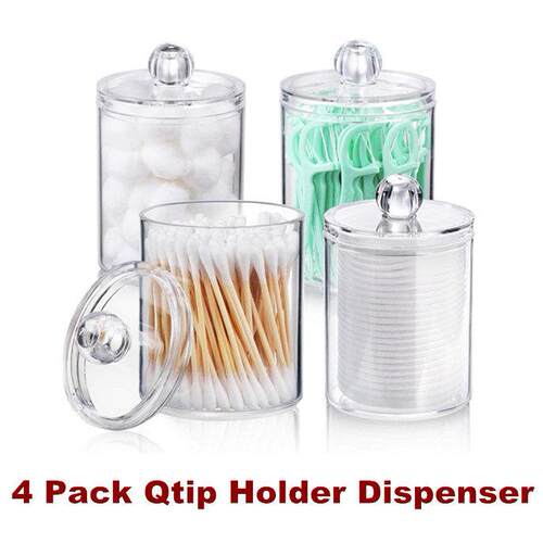 Qtip Holder Dispenser Clear Plastic Makeup Storage Organizer