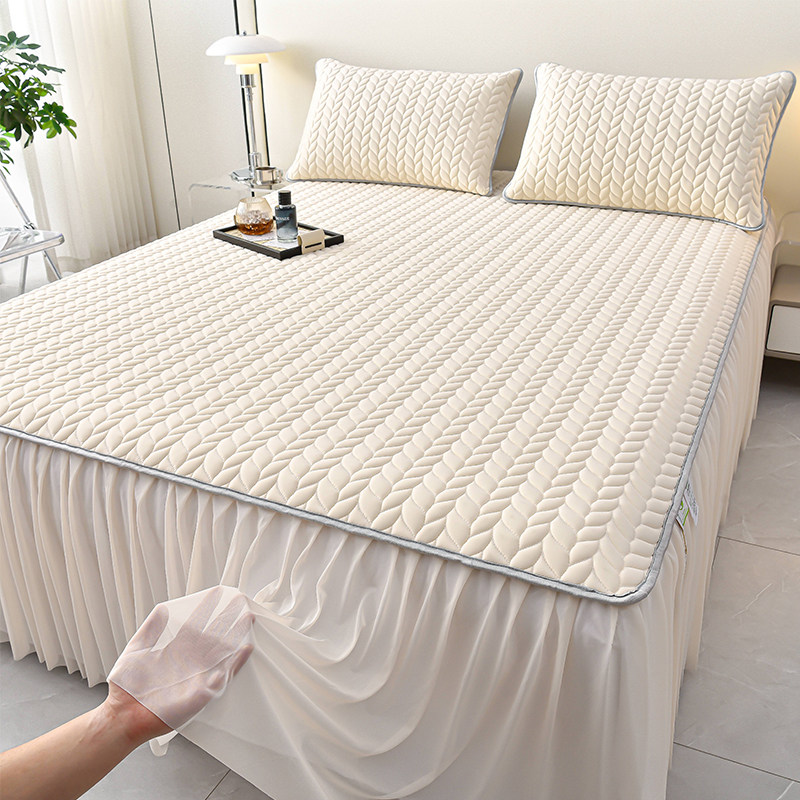 乳胶冰丝凉席夏天2024新款a类母婴级可机洗床罩床裙三件套公主风