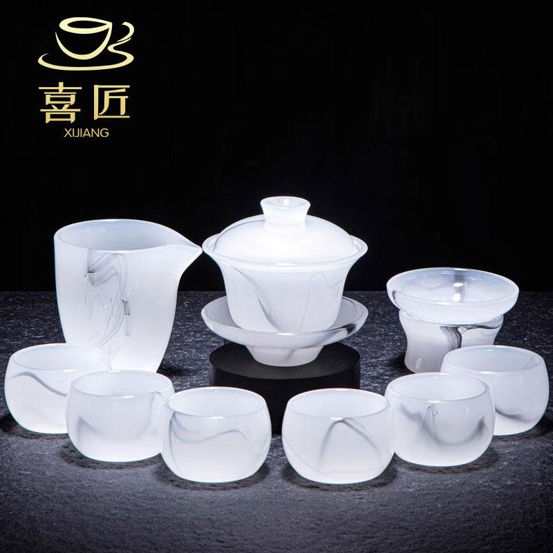 琉璃功夫茶具套组2026新款茶壶泡茶家用办公室茶杯盖碗高档礼盒装