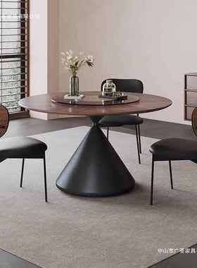 古中古法式实木桌家用风小户型圆复古风胡餐桃KUGA4864木形圆桌餐