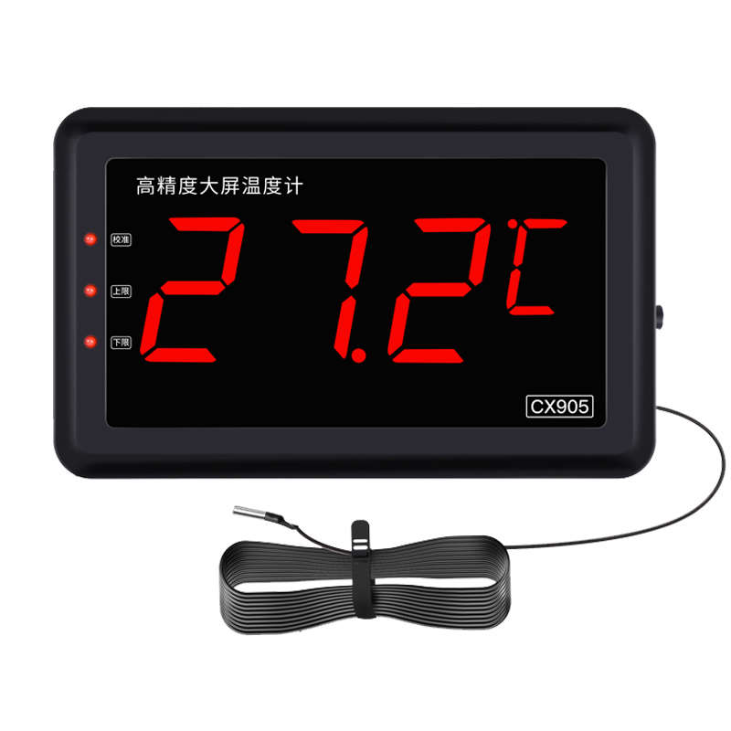 红字大屏工业数显温度计带探头线报警显示器测水温计养殖冷库专用