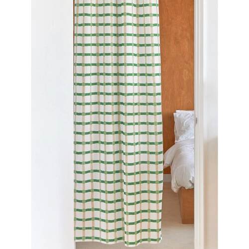 ins格子窗帘免打孔魔术贴粘贴式卧室飘窗半遮光网红穿杆挂钩帘布