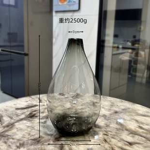 现代醉落地马木透明小口大肚客厅简约北欧吊钟玻璃花瓶摆件样板间