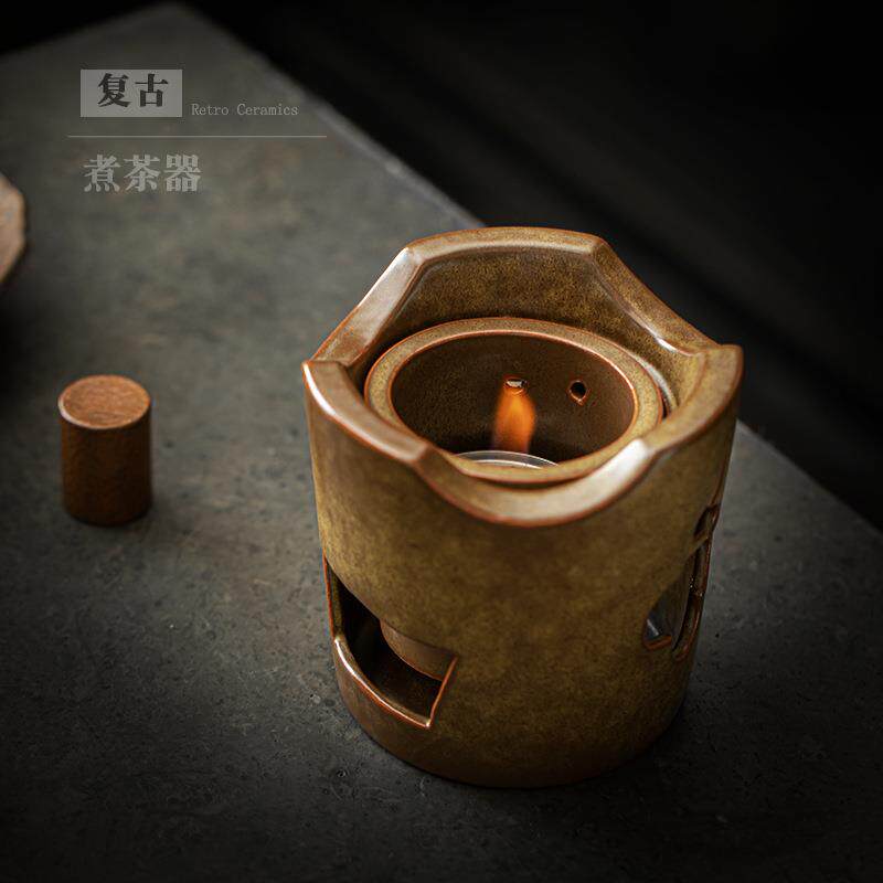复古圆形火焰炭炉小型家用户外围炉煮茶炉酒精灯耐高温煮茶器炭烧