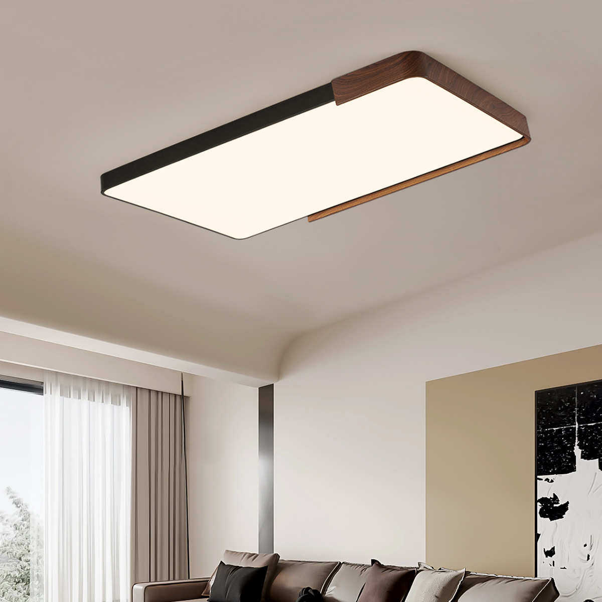 意式护眼书房灯极简圆形卧室吸顶灯胡桃木纹中古风主卧灯房间灯具,家装灯饰光源,智能吸顶灯,淘宝优惠券,粉丝福利购,淘宝优惠卷