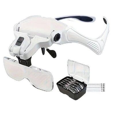 LED Head Magnifier 5 Interchangeable Lenses 1.0X To 3.5X