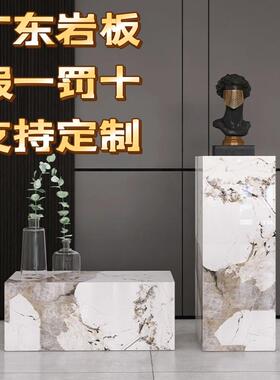 轻奢石材高级巨型客厅电视柜装饰品大件玄关落地摆件岩板花架底座