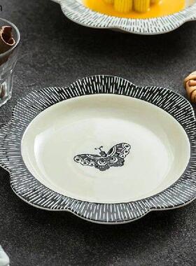 Flower Shaped Ceramic Plate Creative Deep Plate Thick Soup