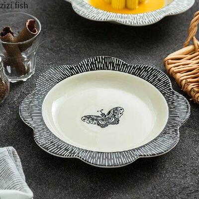 Flower Shaped Ceramic Plate Creative Deep Plate Thick Soup