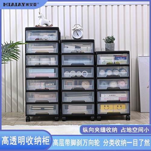 Rollable Desktop Office Storage Cabinet, Home Plastic Organi