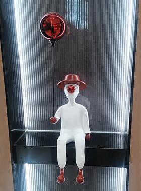 创意男孩气球吹泡泡人物坐姿雕塑摆件店面样板房玄关客厅高档装饰