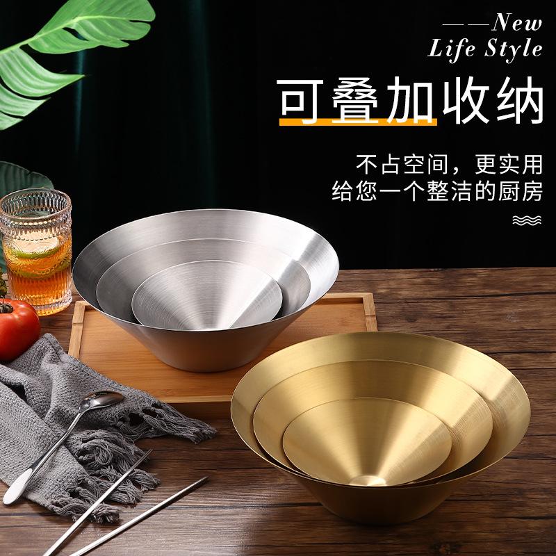不锈钢碗 五个装韩式餐具不锈钢喇叭碗日式拉面碗沙拉碗 泡面碗