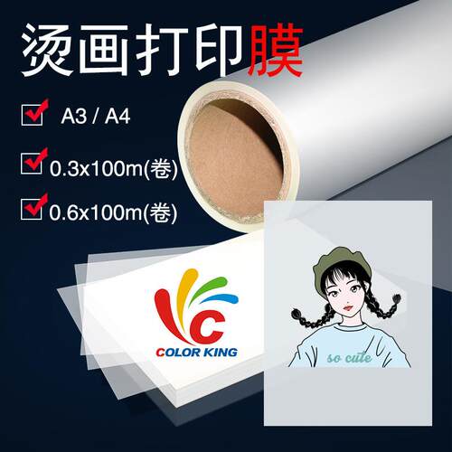 跨境热销DTF膜白墨烫画膜抖粉机打印膜双哑dtf不干胶热转印膜配件