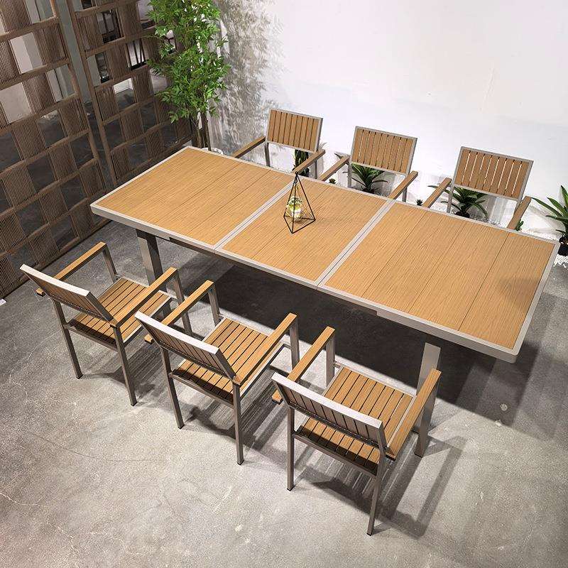 室外仿木桌椅阳台花园防水防晒露台奶茶店咖啡厅户外餐桌椅子组合