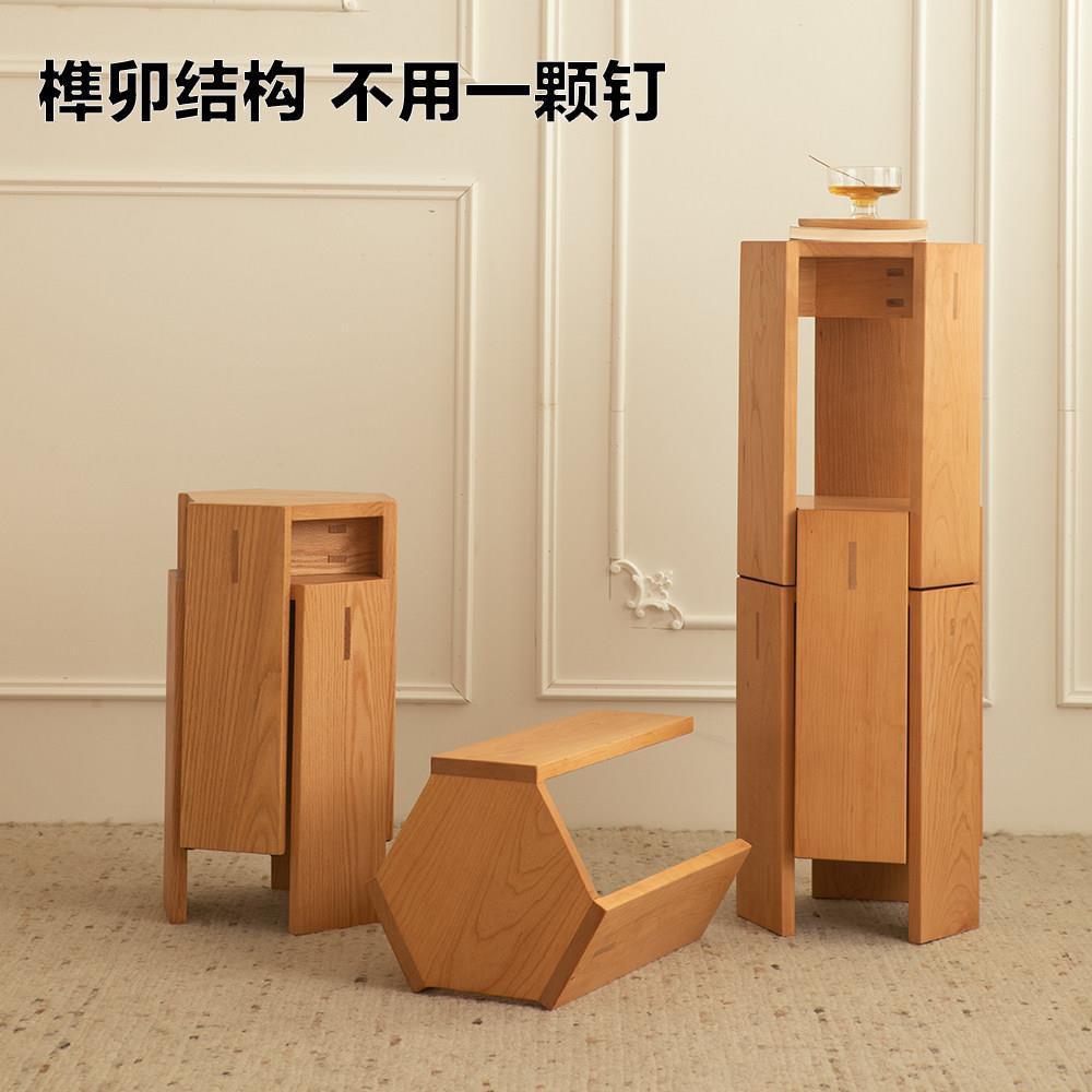 樱桃红橡木可叠放凳子实木堆叠凳茶几凳子秩序凳叠叠乐凳子餐凳